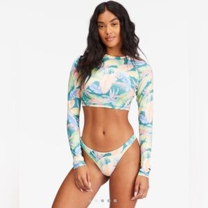 Billabong Rides & Tides Crop Rashguard Size Large